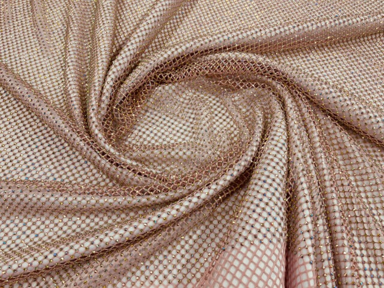 1 Yard Sparkly AB Rhinestone Fishnet Fabric Stretch Mesh for Costumes, Décor, and Apparel